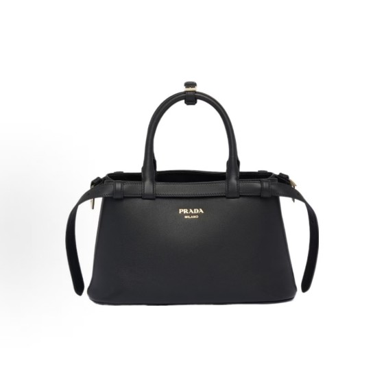 PRADA Buckle printed letter logo detachable and adjustable shoulder strap crossbody handbag, small size for women, black